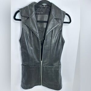 Vintage Y2K Women’s Leather Vest Cuir du Monde Black
